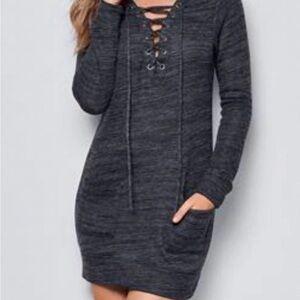 VENUS Charcoal Lace-Up Dress